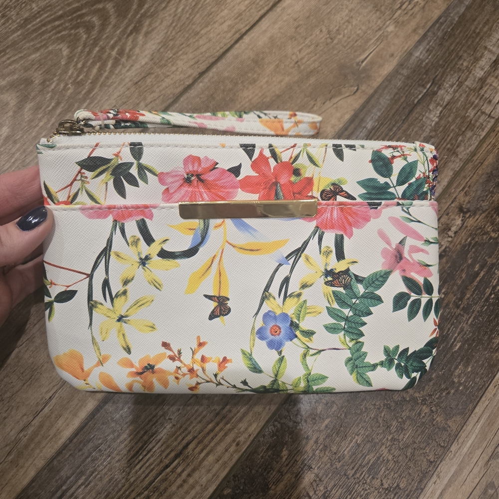 Safe Keeper Floral Print Wristlet Clutch